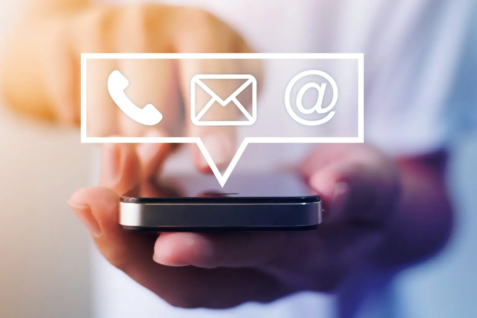Contact us - mobile phone with communication icons